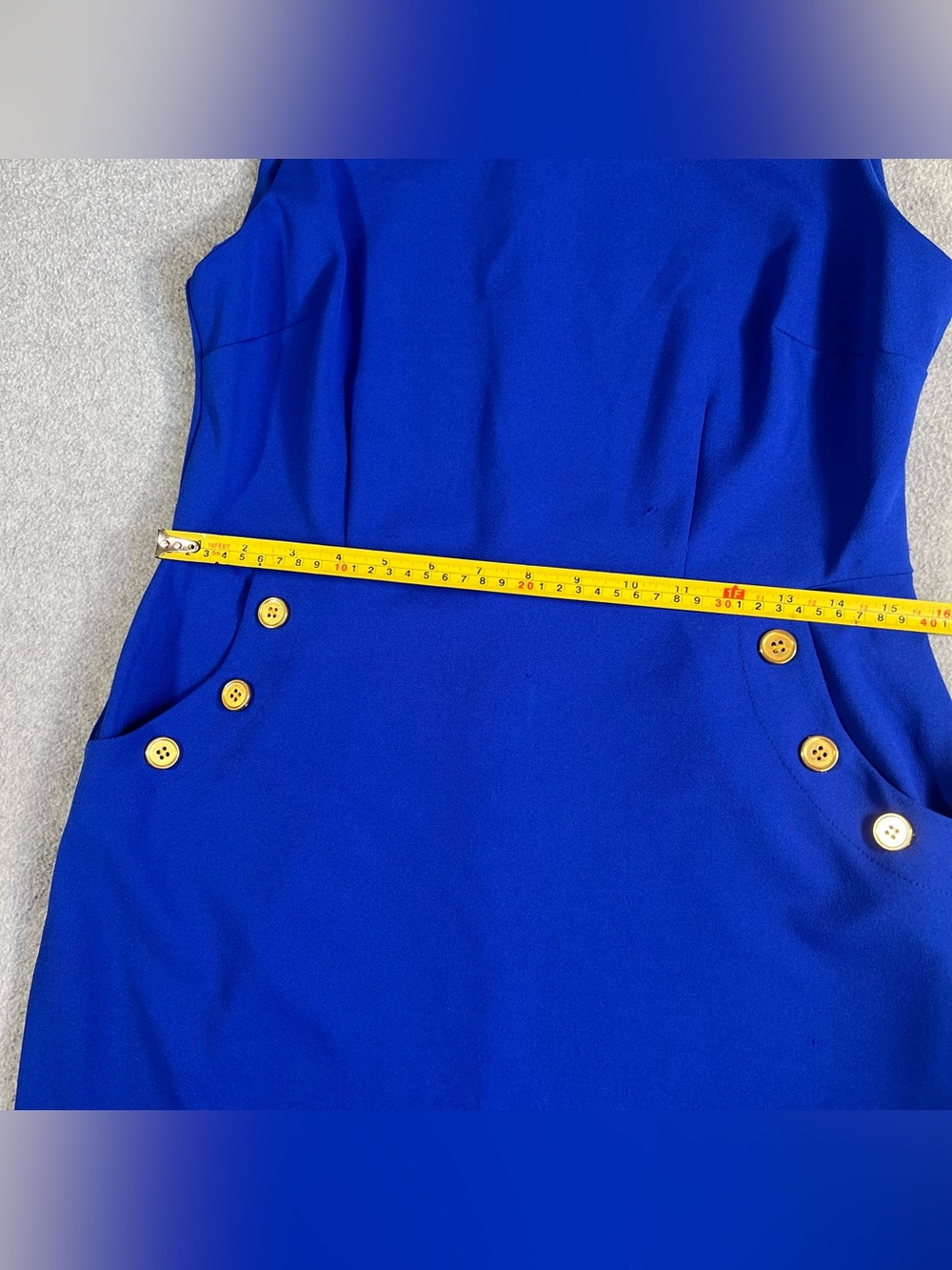 Shelby & Palmer Cobalt Blue Sleeveless Sheath Dress with Gold Buttons Size 8 - Picture 5 of 8